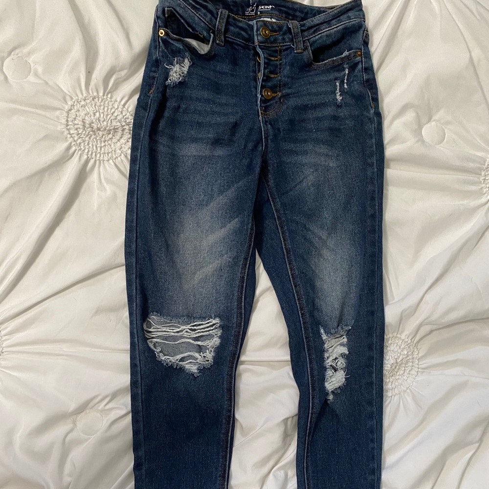 dark blue jeans